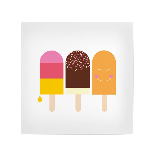 Poster 20x20 cm "Coole Freunde" artboxONE - Rock the kitchen,Essen & Trinken,Illustration,Sommer - Ice,Eis,Meld,Schmelzen,Summer,Sommer