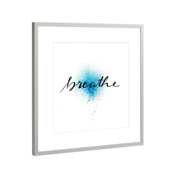 Poster mit Rahmen Silber "Breathe 2" artboxONE - Typografie,Illustration - Atmen,Atmen,Farbe,Farbe,Airbrush,Spraypaint,Sprühfarbe,Graffitti