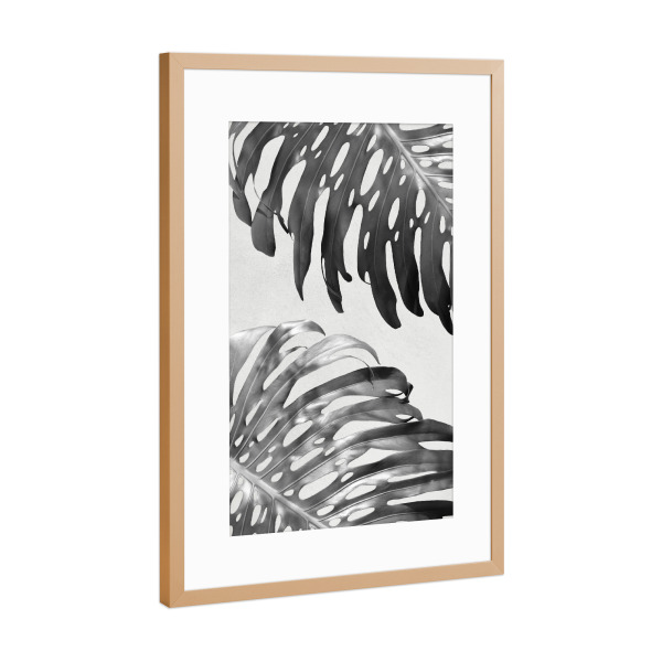 Poster mit Rahmen Kupfer "Palm Leaves 3" artboxONE - Floral,Schwarzweiß,Sommer - Palme,Palm,Pflanze,Plant,Tropical,Tropisch