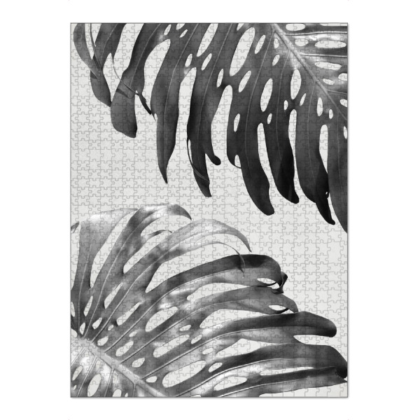 Puzzle Ravensburger "Palm Leaves 3" artboxONE - Floral,Schwarzweiß,Sommer - Palme,Palm,Pflanze,Plant,Tropical,Tropisch - Bild Palme