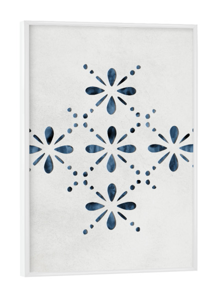 Poster mit weißem Rahmen "Indigo Pattern I" artboxONE - Floral,Geometrie - Indigo,China blue,Pattern,Muster,Porzellan,Porcellain,Flower,Blume