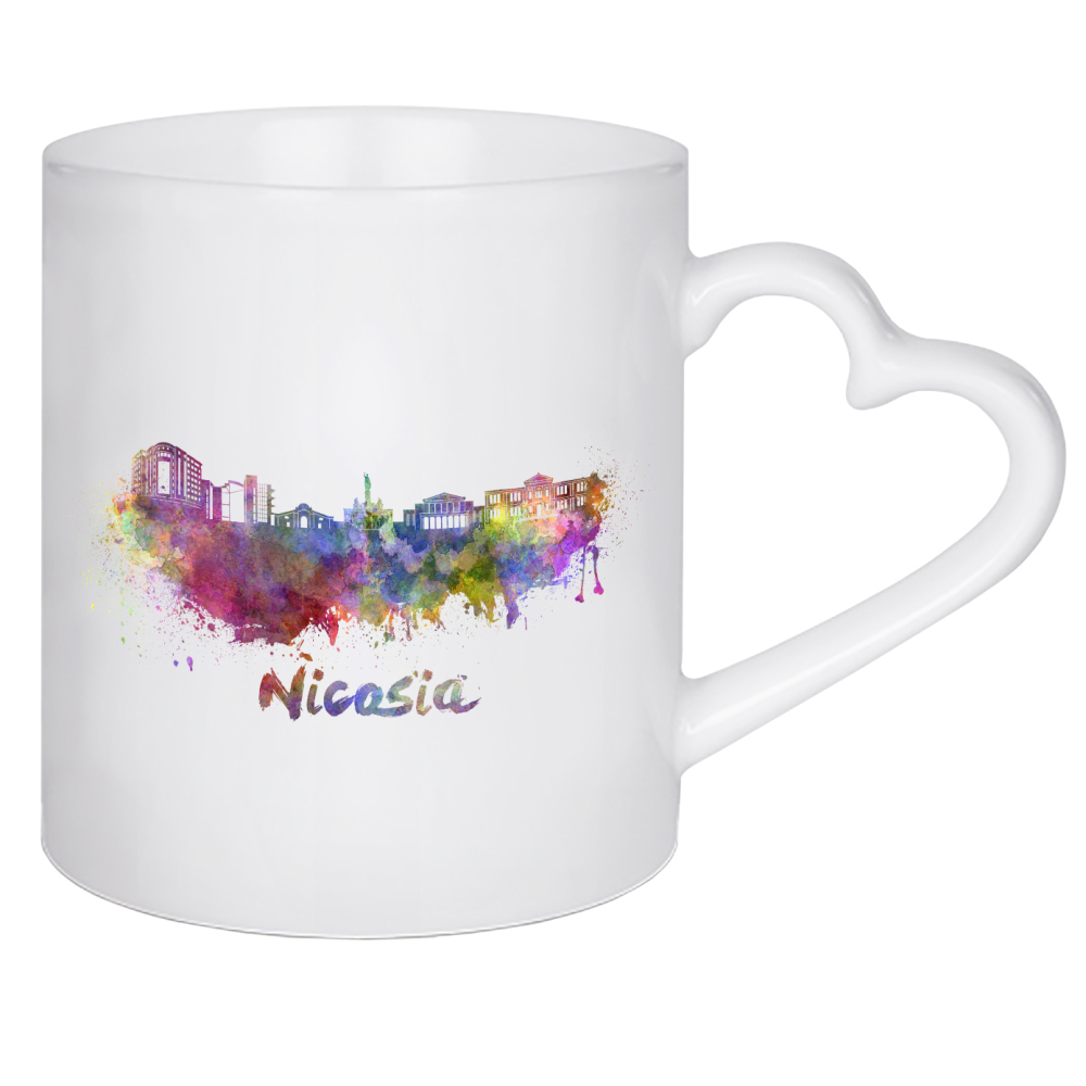Herztasse "NICOSIA-Skyline im Aquarell" artboxONE - Städte,Abstrakt,Architektur