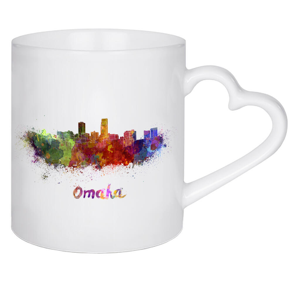 Herztasse "OMAHA skyline in watercolor" artboxONE - Städte,Abstrakt,Architektur