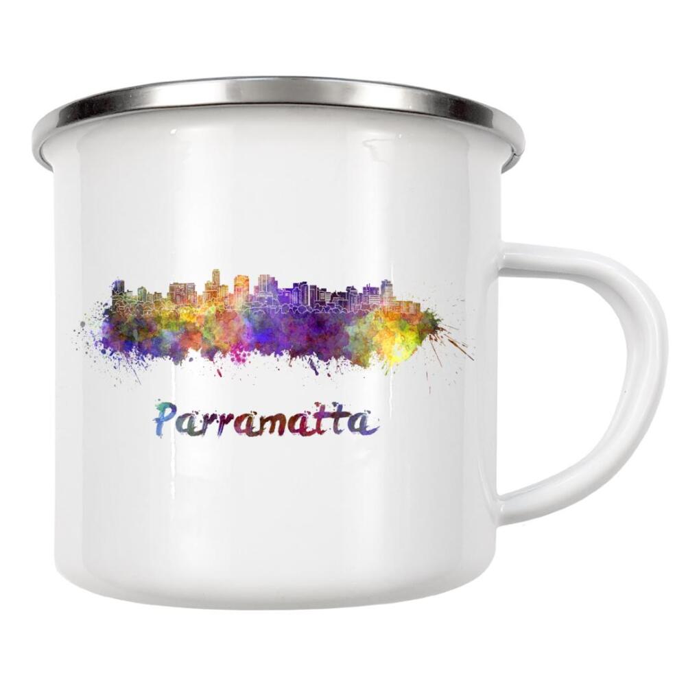 Emaille Tasse "PARRAMATTA-Skyline im Aquarell" artboxONE - Städte,Abstrakt,Architektur