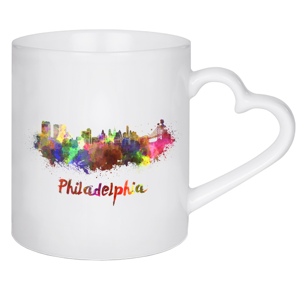 Herztasse "PHILADELPHIA skyline in watercolor" artboxONE - Städte,Abstrakt,Architektur