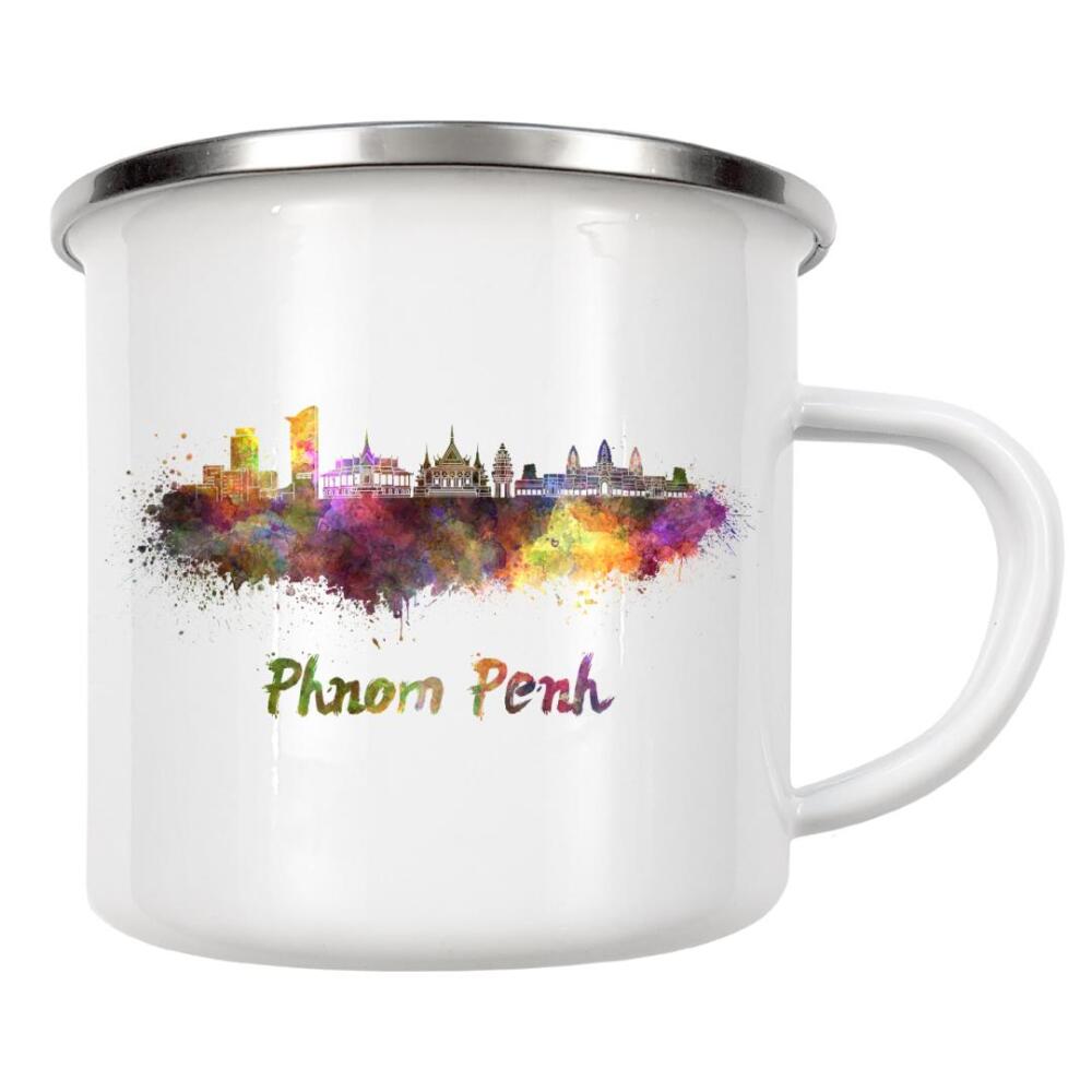 Emaille Tasse "PHNOM PENH skyline in watercolor" artboxONE - Städte,Abstrakt,Architektur