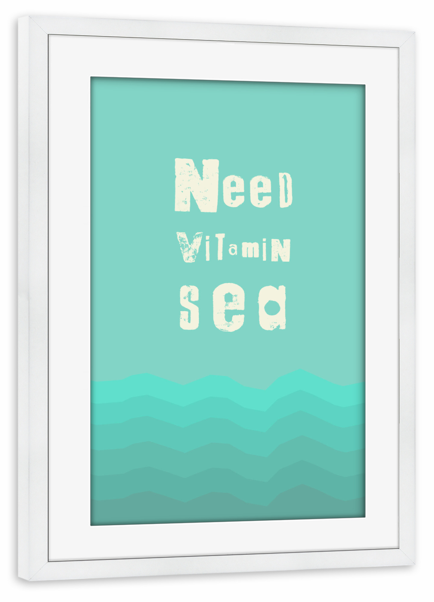 Poster mit Rahmen weiß "Vitamin Sea 2" artboxONE - Typografie,Reise,Sommer