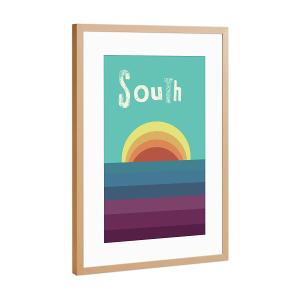 Poster mit Rahmen Kupfer "South" artboxONE - Typografie,Reise,Geometrie