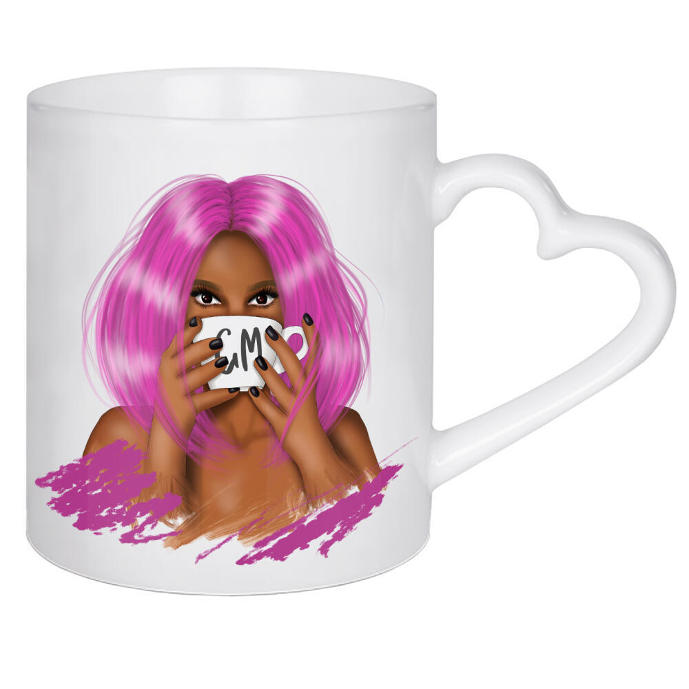 Herztasse "Pink Haired Girl | Good Morning" artboxONE - Menschen,Fashion,Für Mama,Lustig