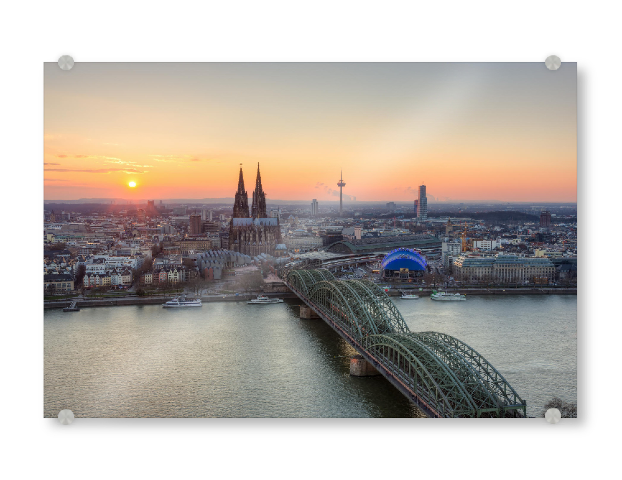 Acrylglasbild "Blick auf Köln bei Sonnenuntergang" artboxONE - Städte / Köln