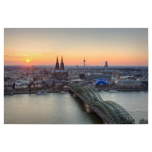 Poster 30x20 cm "Blick auf Köln bei Sonnenuntergang" artboxONE - Städte / Köln