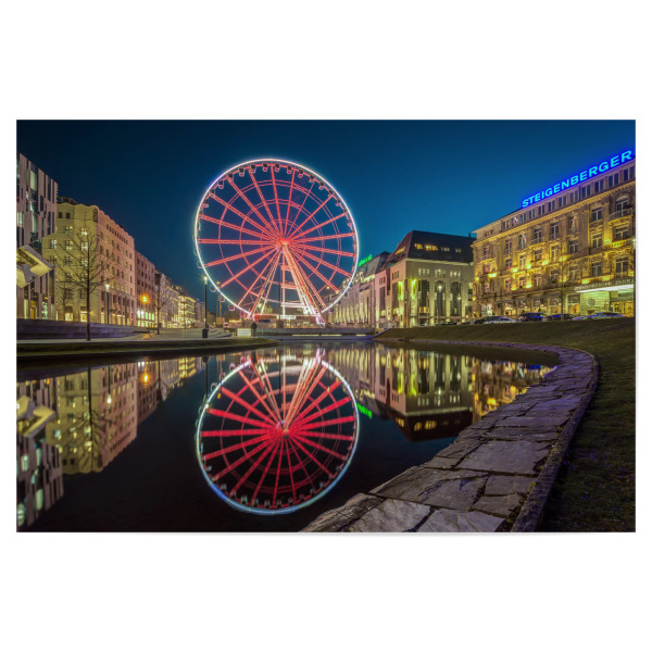 Poster 30x20 cm "Düsseldorf Corneliusplatz bei Nacht" artboxONE - Städte / Düsseldorf - Düsseldorf,Corneliusplatz,Lights,Lichter,Kirmes,Riesenrad