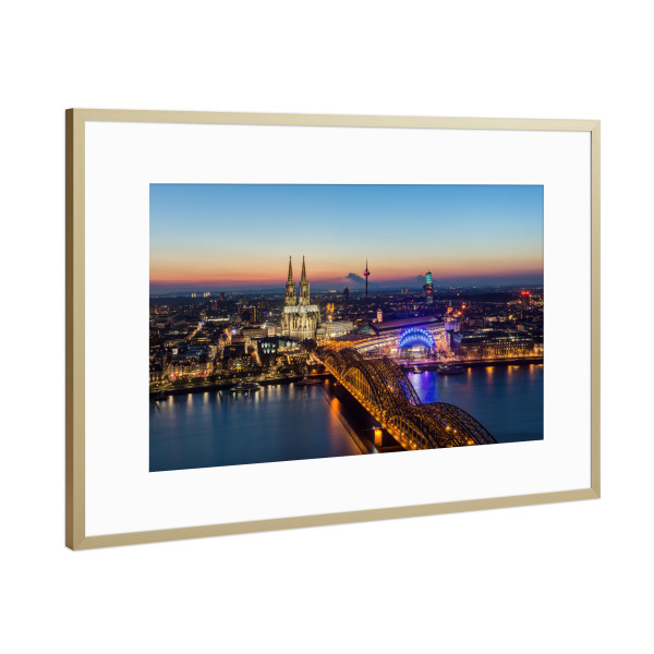Poster mit Rahmen Gold "Blick auf Köln" artboxONE - Städte / Köln - Kölnpanorama,Köln,Cologne