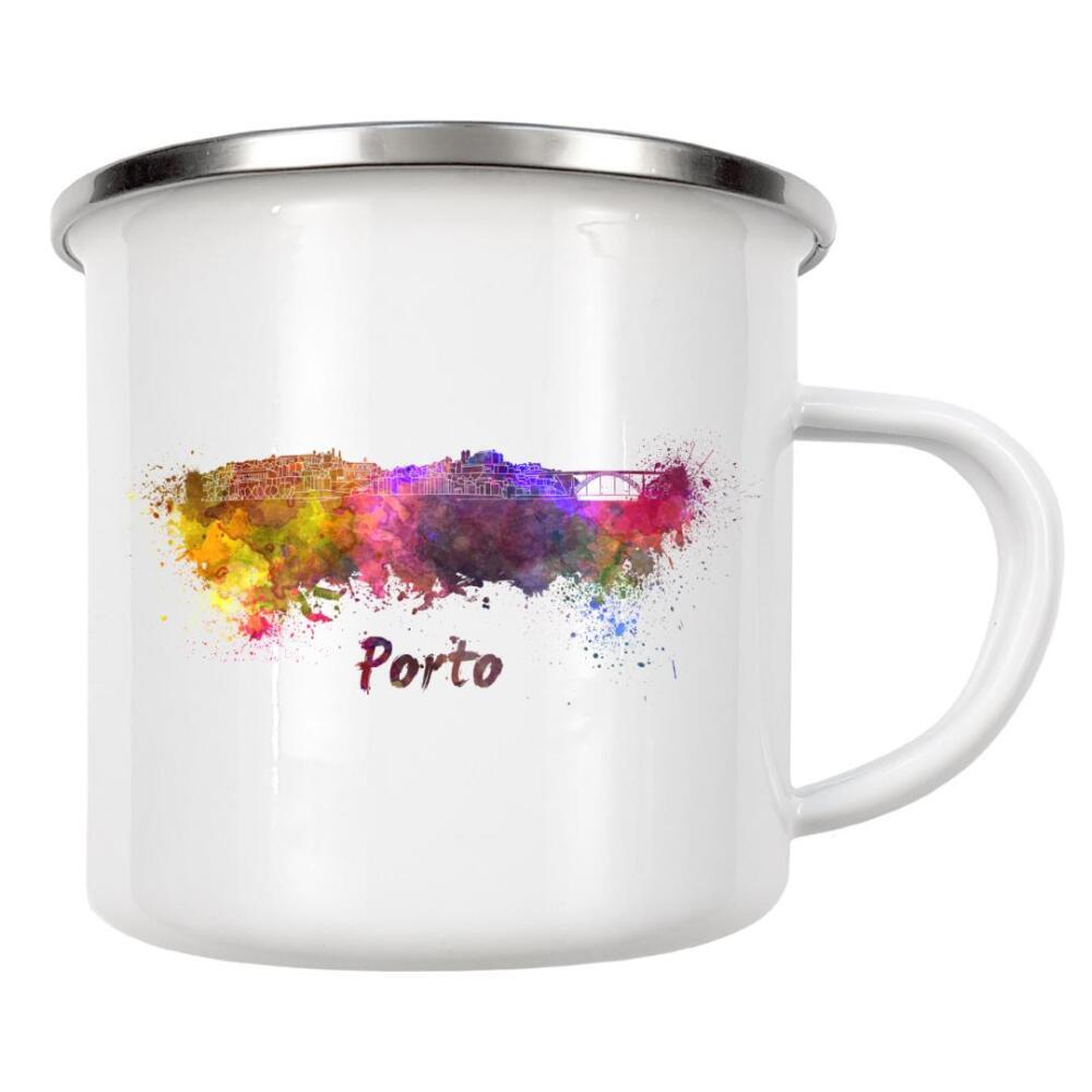 Emaille Tasse "PORTO skyline in watercolor" artboxONE - Städte,Abstrakt,Architektur