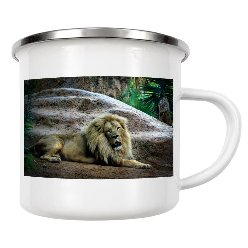 Emaille Tasse "Entspannter Löwe" artboxONE - Natur,Reise,Reise / Strand und Meer,Reise / Länder - Löwe,Lion,Tier,Animal,Natur,Nature,Wild