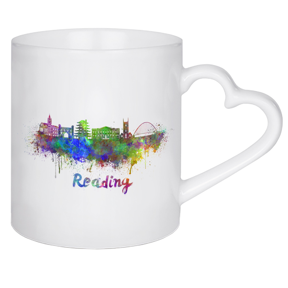 Herztasse "READING skyline in watercolor" artboxONE - Städte,Abstrakt,Architektur