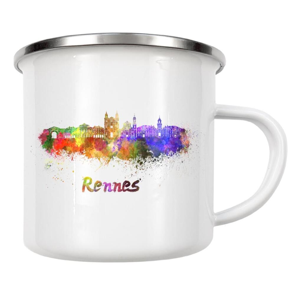 Emaille Tasse "RENNES skyline in watercolor" artboxONE - Städte,Abstrakt,Architektur