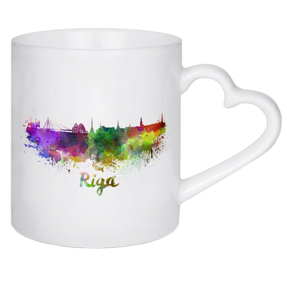 Herztasse "RIGA skyline in watercolor-l" artboxONE - Städte,Abstrakt,Architektur