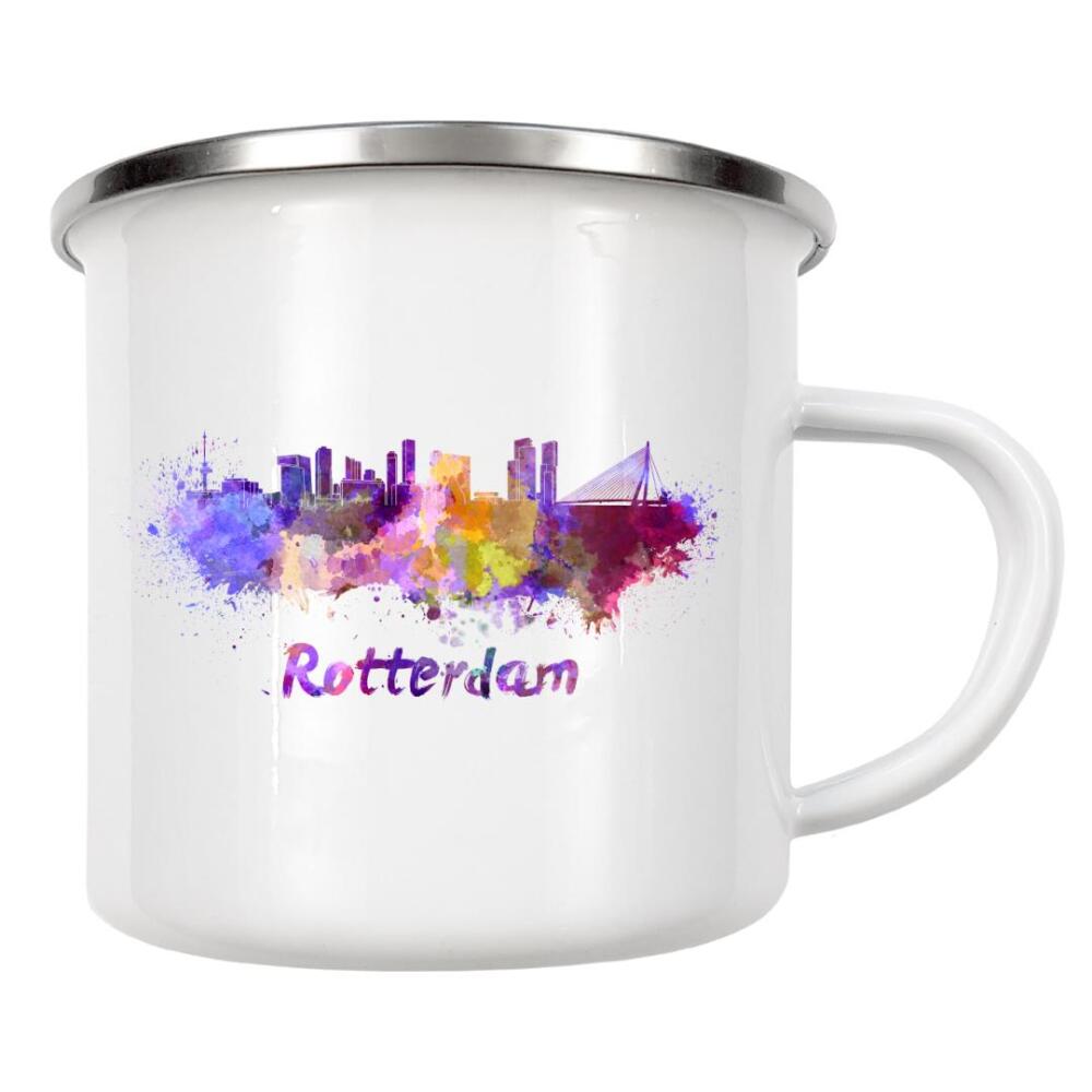 Emaille Tasse "ROTTERDAM skyline in watercolor" artboxONE - Städte,Abstrakt,Automobile