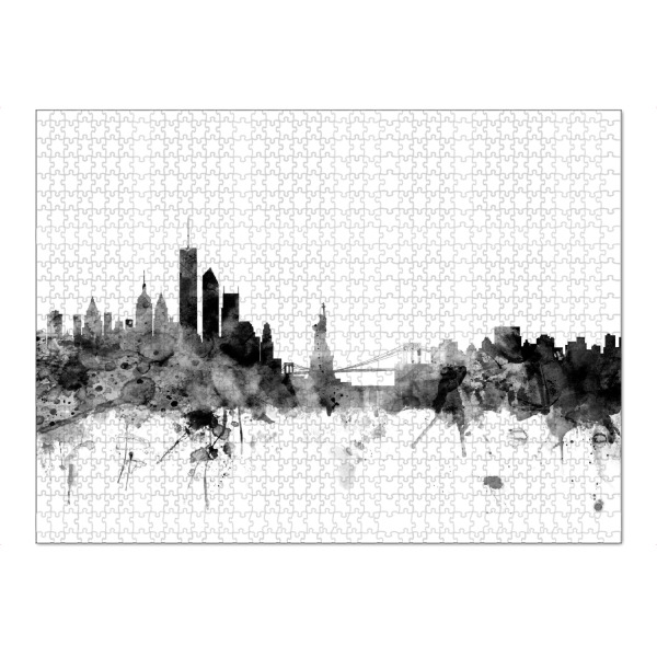 Puzzle Ravensburger "New York 2" artboxONE - Städte,Reise,Schwarzweiß - Nyc,Big apple,Liberty island,Manhattan,Skyline,Cityscape - Bild NYC