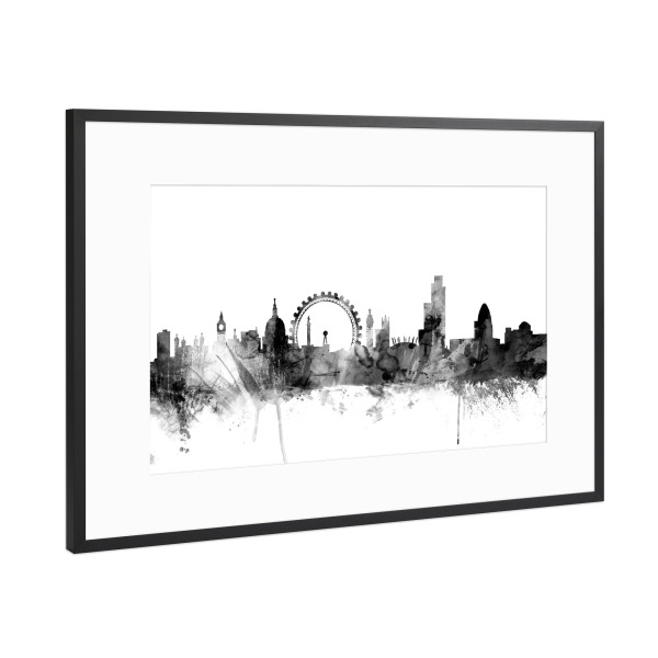 Poster mit Rahmen Schwarz (Metallic) "London England" artboxONE - Städte,Reise,Schwarzweiß