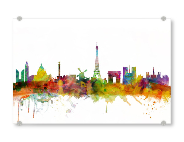 Acrylglasbild "Paris France Watercolor" artboxONE - Städte,Reise - Stadt der liebe,Eiffelturm,Tour eiffel,Frankreich