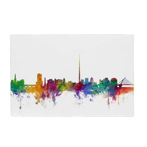 Holzbild "Dublin Ireland Watercolor" artboxONE - Städte,Reise - Irland,Dublin,Bier,Insel,Reisen,Cityscape,Skyline,Stadt