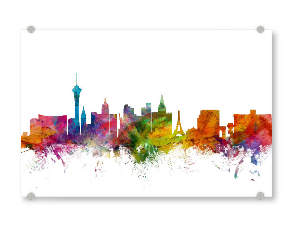Acrylglasbild "Las Vegas Nevada Watercolor" artboxONE - Städte,Reise - Städte,Reisen,Cityscape,Skyline,Glücksspiel,Usa,Wüste