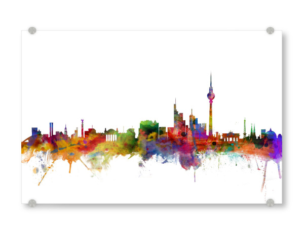 Acrylglasbild "Berlin Germany Watercolor" artboxONE - Städte,Reise - Berlin,Germany,Skyline,Wasserfarbe,Deutschland,Stadt,City
