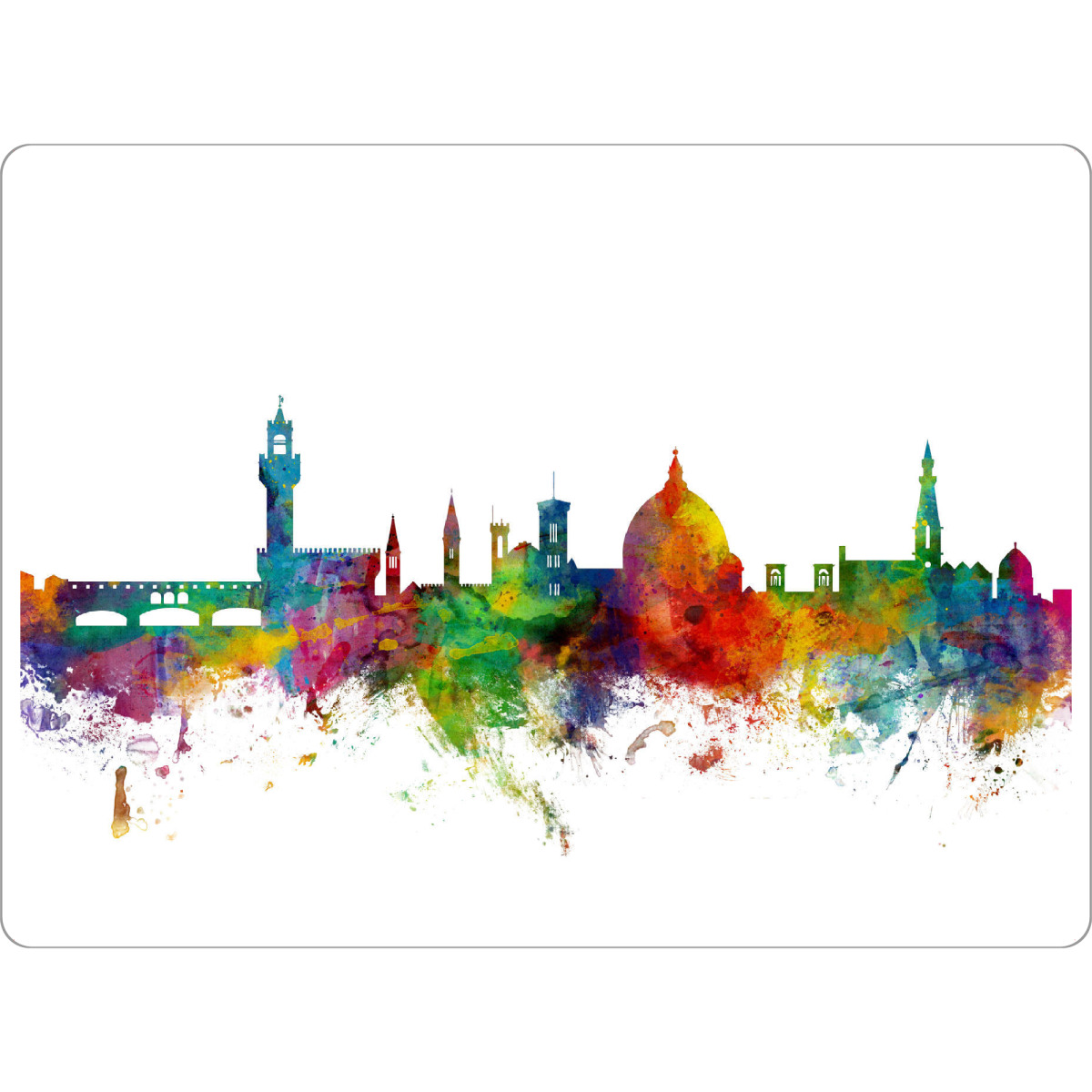 Tischset "Florence Italy Watercolor" artboxONE - Städte,Reise - Italien,Stadtbild,Skyline,Wasserfarben,Italien - Bild Italien