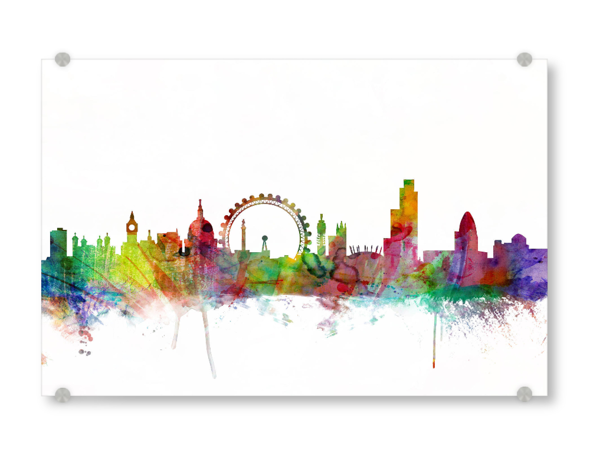 Acrylglasbild "London England Watercolor" artboxONE - Städte,Reise - London,Skyline,England,Wasserfarbe