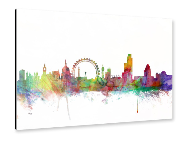 Alu-Dibond "London England Watercolor" 30x20 cm artboxONE