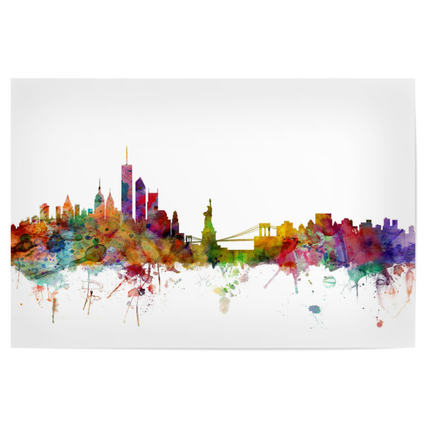 Poster 30x20 cm "New York Watercolor" artboxONE - Städte,Reise - Ny,New york,Skyline,Aquarell,Farben,Bunt,Stadt
