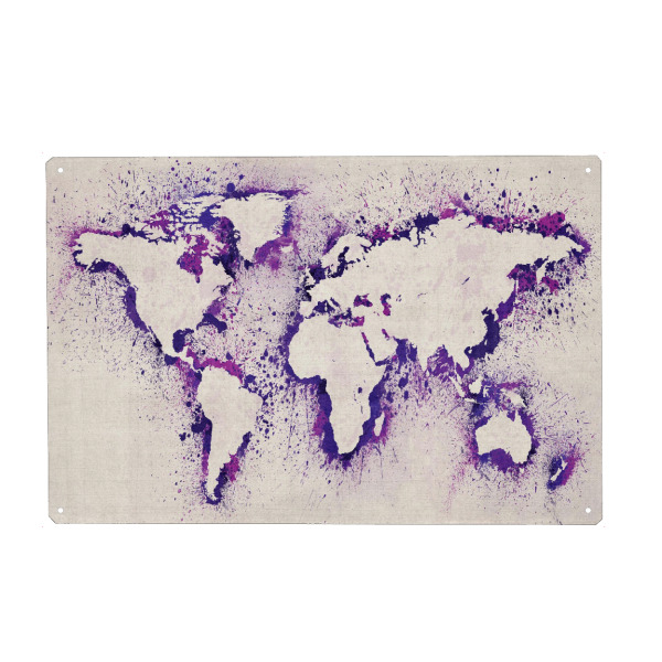 Holzbild "Map of the World Paint Splashes" artboxONE - Reise,Reise / Länder