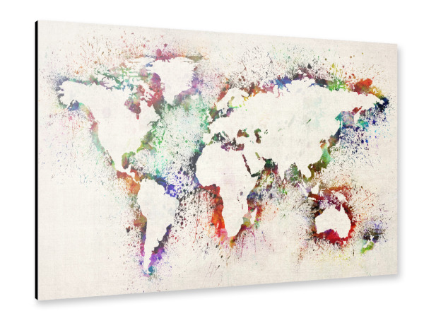 Alu-Dibond "Paint Splashes World Map IV" 30x20 cm artboxONE