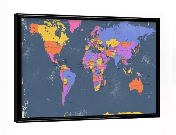 Poster mit schwarzem Rahmen "World Map II" artboxONE - Reise,Reise / Länder