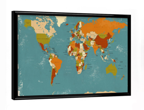 Poster mit schwarzem Rahmen "World Map III" artboxONE - Reise,Reise / Länder