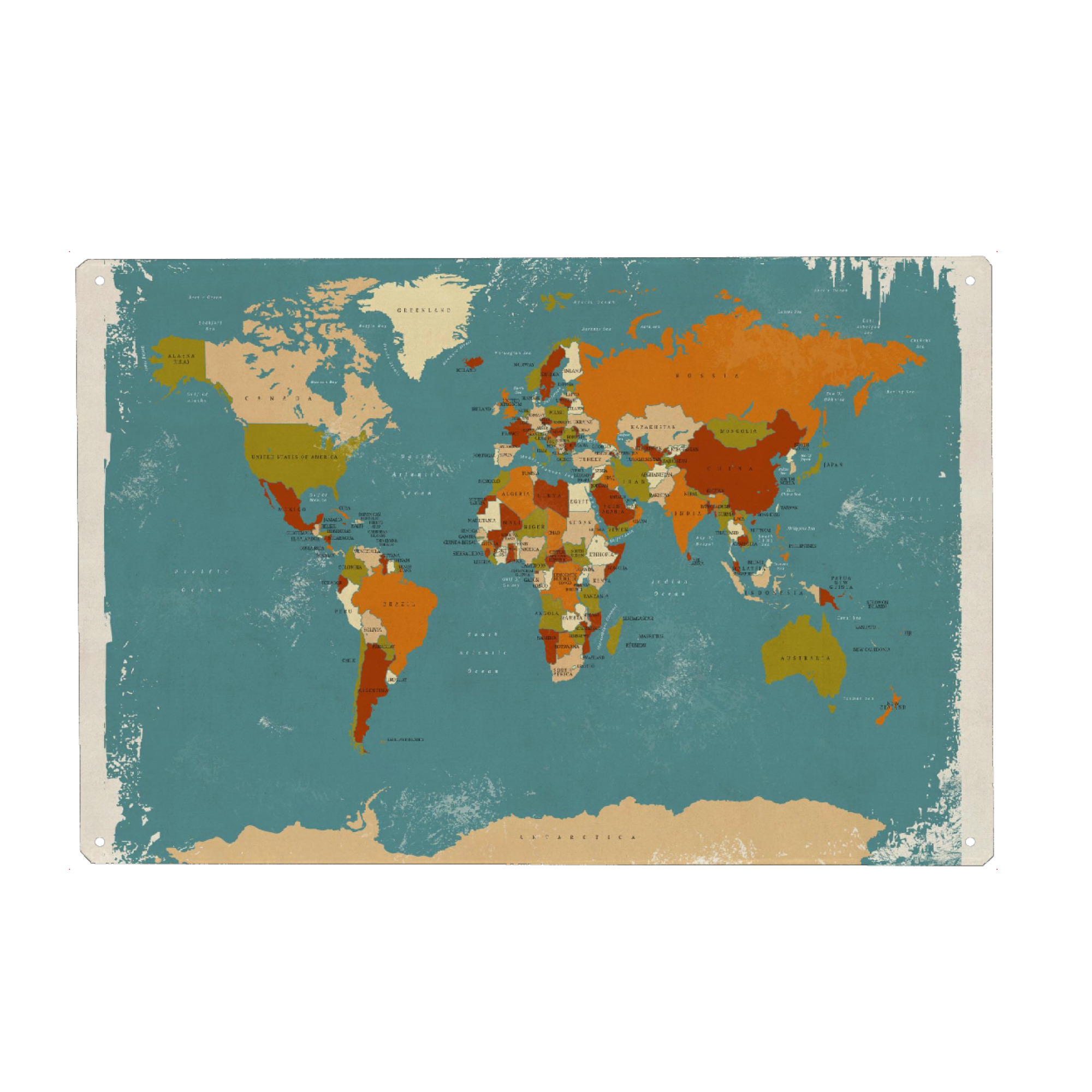 Metall Poster "World Map III" artboxONE - Reise,Reise / Länder