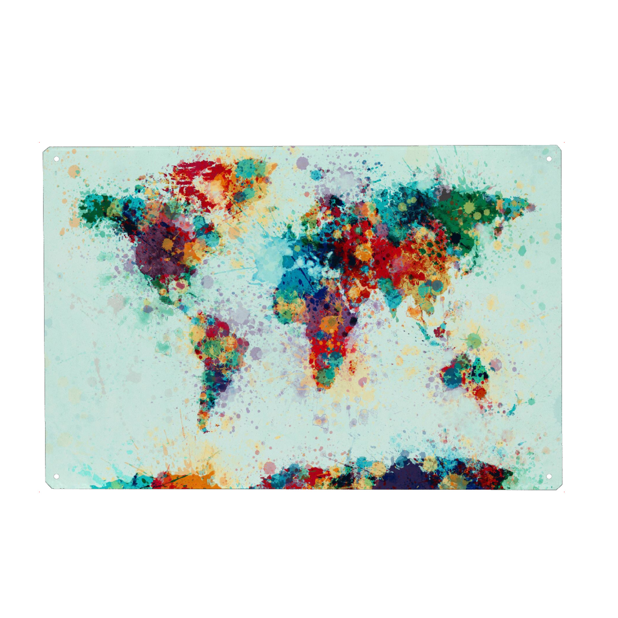 Metall Poster "World Map Paint Splashes I" artboxONE - Reise,Reise / Länder