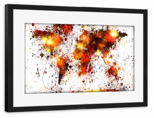 Poster mit Rahmen schwarz "World Map Paint Abstract" artboxONE - Reise,Reise / Länder