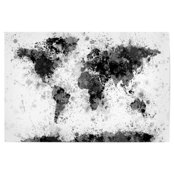 Poster "World Map Paint Splashes II" artboxONE - Schwarzweiß,Reise / Länder