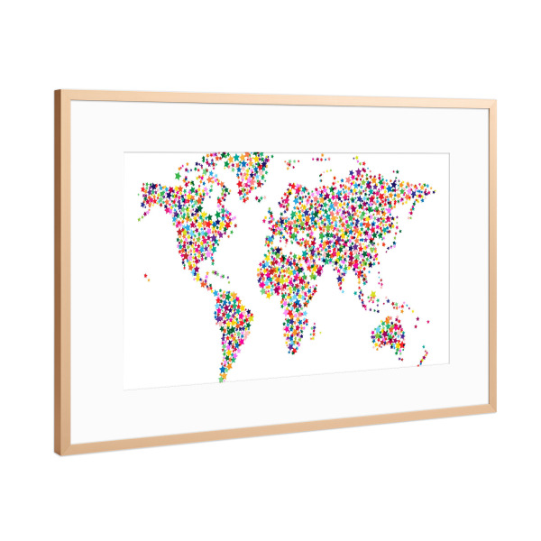 Poster mit Rahmen Kupfer "Stars World Map II" artboxONE - Reise,Für Kinder,Für Kinder,Reise / Länder,Sternenkriege
