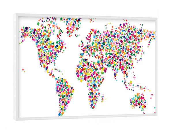 Poster mit weißem Rahmen "Stars World Map II" artboxONE - Reise,Für Kinder,Für Kinder,Reise / Länder,Sternenkriege