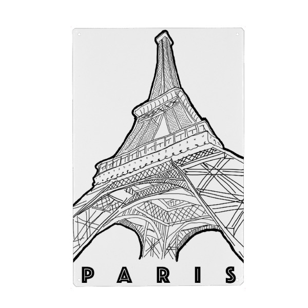 Holzbild "Tour Eiffel Paris" artboxONE - Typografie,Reise,Schwarzweiß,Architektur,Stift & Papier,Städte / Paris,Illustration