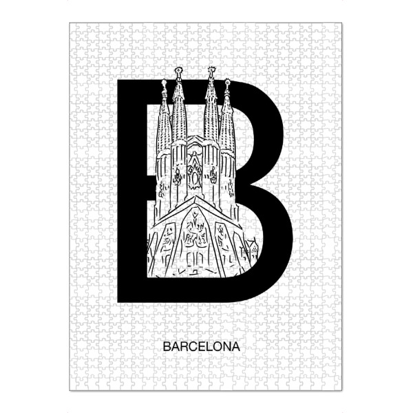 Puzzle Ravensburger "Barcelona In Letters" artboxONE - Typografie,Reise,Schwarzweiß,Stift & Papier,Städte / Barcelona