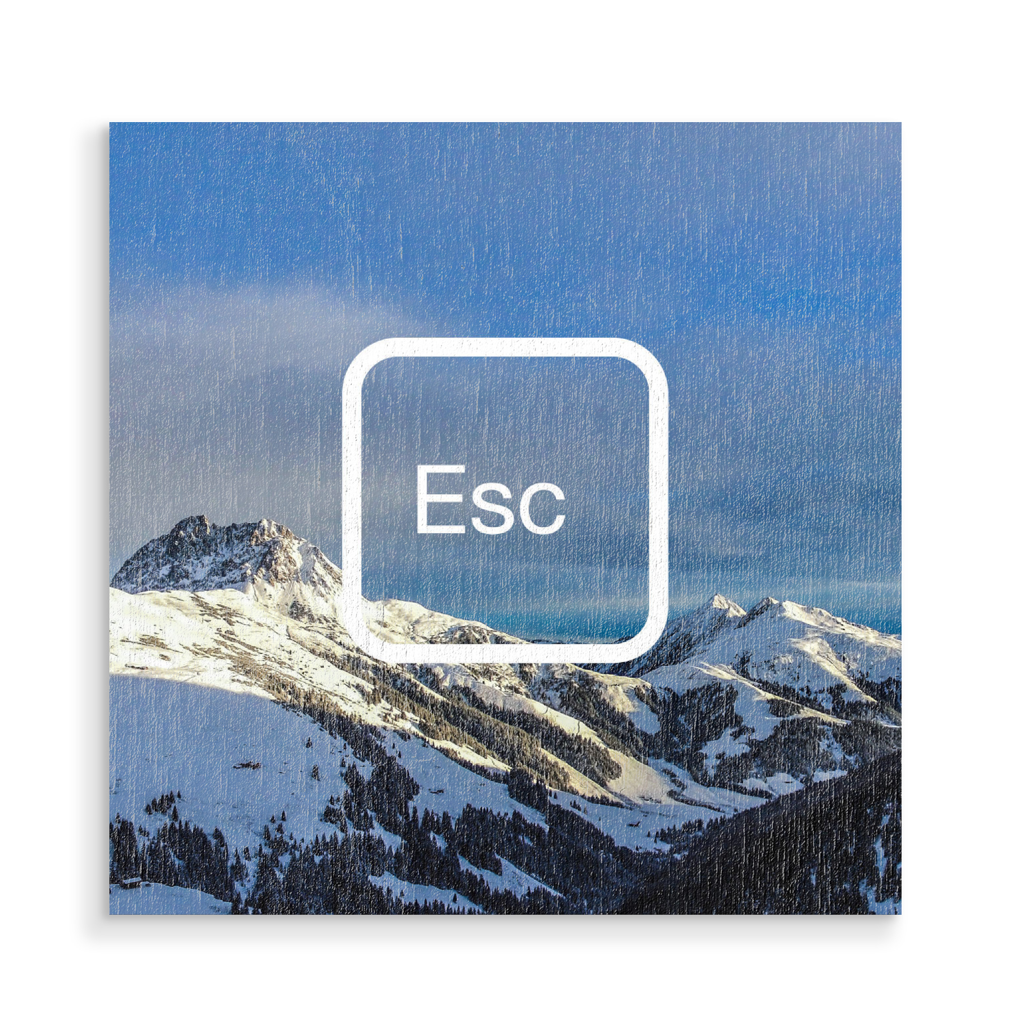 Holzbild "Escape 2" artboxONE - Typografie,Natur,Reise - Berge,Schnee,Schnee,Reise,Reise,Reise,Typo,Typografie