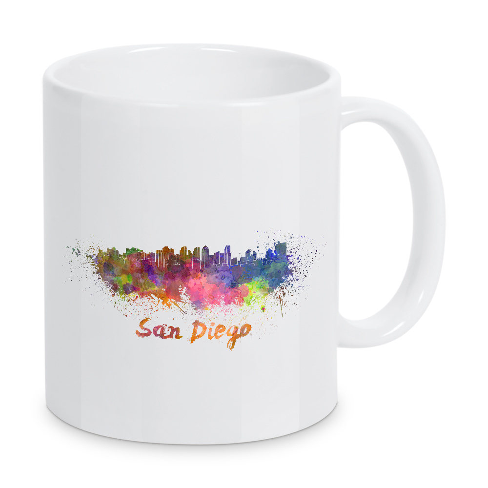 Tasse "Skyline von SAN DIEGO bunt" artboxONE - Städte,Abstrakt,Architektur - Skyline,Denkmäler,Tourismus,Farbe,Stadt,Reise,Aquarell,Speicher,San diego