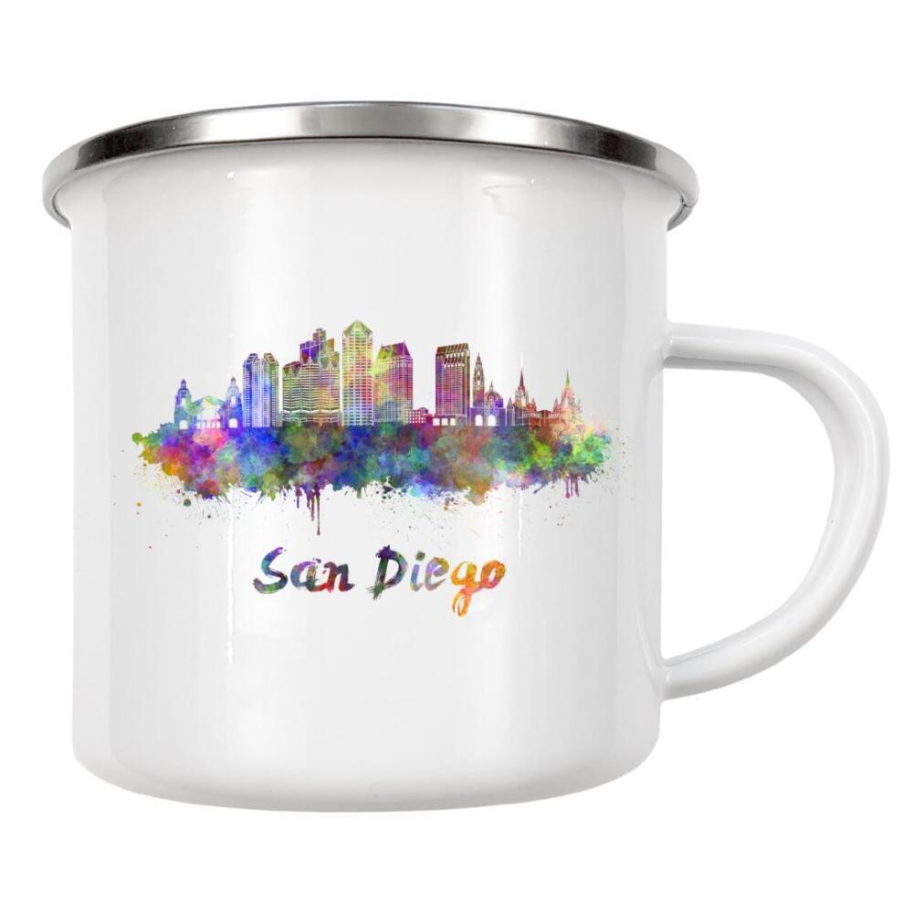 Emaille Tasse "SAN DIEGO skyline in watercolor-d" artboxONE - Städte,Abstrakt,Architektur