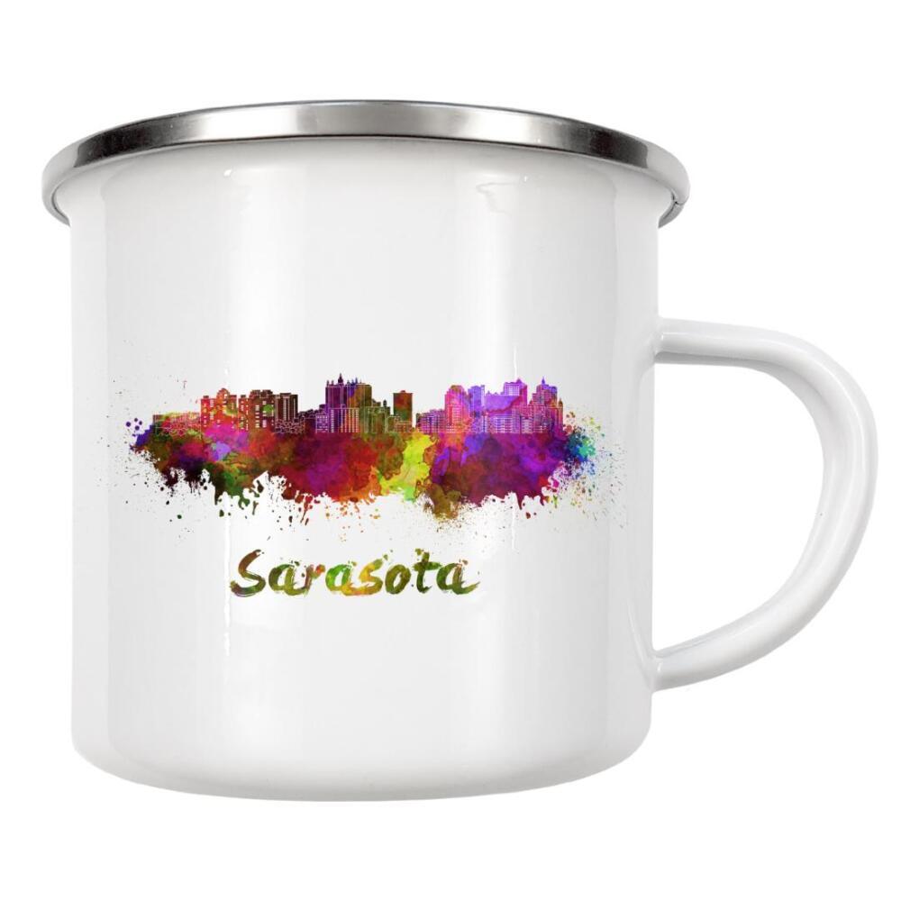 Emaille Tasse "SARASOTA-Skyline - Aquarell" artboxONE - Städte,Abstrakt,Architektur