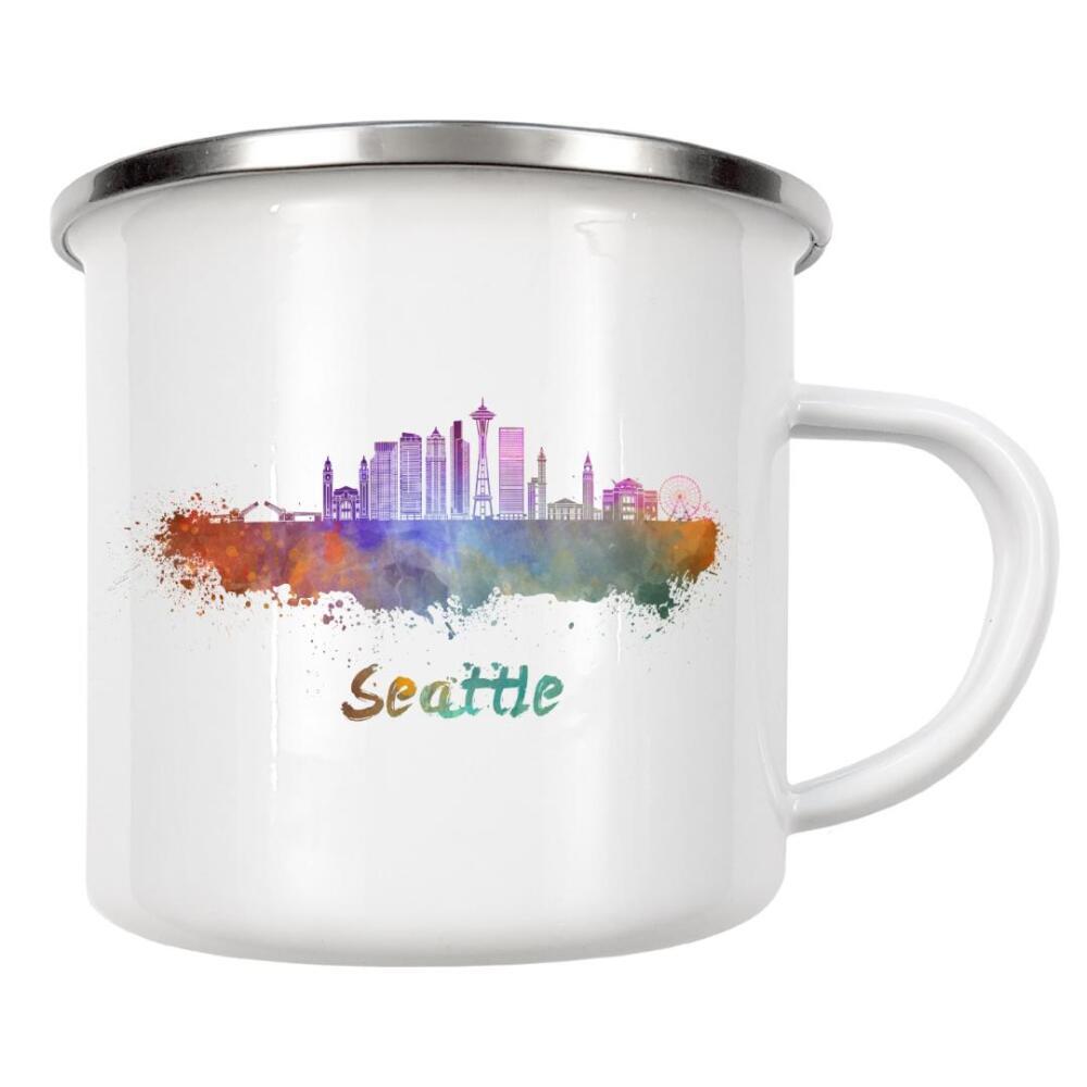 Emaille Tasse "SEATTLE skyline in watercolor-x" artboxONE - Städte,Abstrakt,Architektur